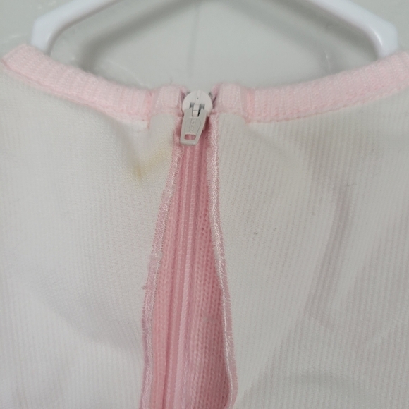 Friemanit Vintage Baby Girl 9 Months Light Pink Knit Outfit Square Collar Bear - Picture 7 of 8